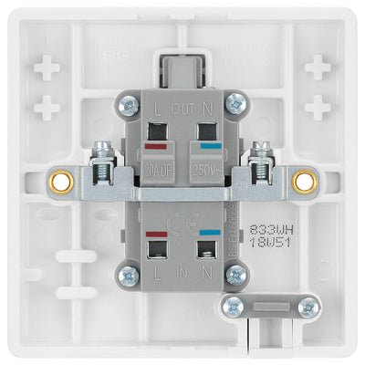 BG 833WH White Round Edge 20A DP Switch marked Water Heater + Neon + Cable Outlet by British General (BG-833WH)