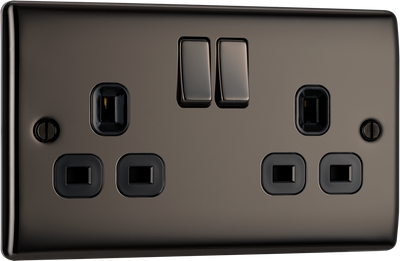 BG NBN22B Nexus Metal Black Nickel 2 Gang 13A Switched Socket