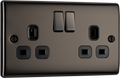 BG NBN22B Nexus Metal Black Nickel 2 Gang 13A Switched Socket