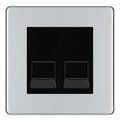 BG Screwless Polished Chrome Double RJ11 Telephone Socket FPCRJ112 - Black Insert