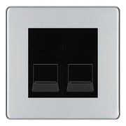BG Screwless Polished Chrome Double RJ11 Telephone Socket FPCRJ112 - Black Insert by British General (BG-FPCRJ112B)