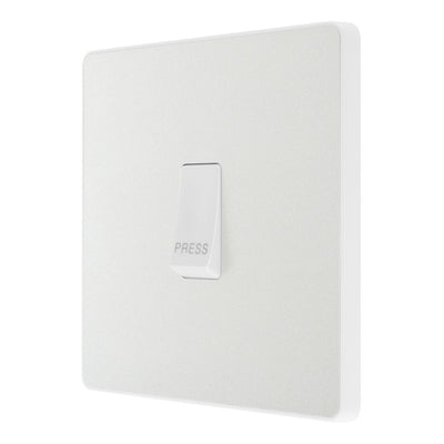 BG Evolve Pearlescent White 10AX 1 Way Press Switch PCDCL14W with 35mm Steel Back Box