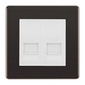 BG Screwless Black Nickel Double IDC Secondary Telephone Socket - White Insert