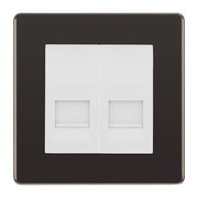 BG Screwless Black Nickel Double IDC Secondary Telephone Socket - White Insert by British General (BG-FBNBTS2W)