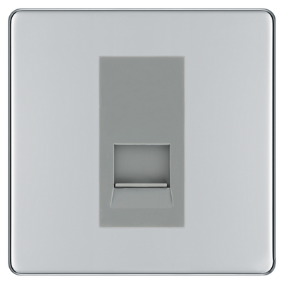 BG Screwless Polished Chrome Single Master Telephone Socket – Grey Insert