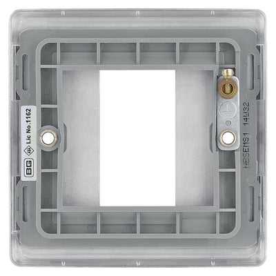 BG Nexus Brushed Steel Single Secondary Telephone Socket, Screw Terminal - Black Insert