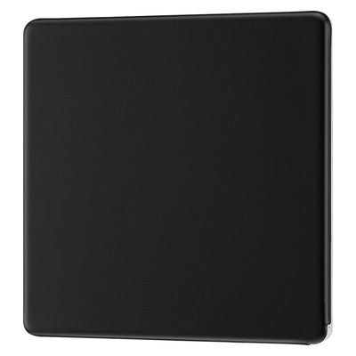 BG Screwless Matt Black Single Blanking Plate FFB94 with 25mm Steel Back Box