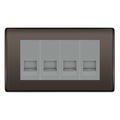 BG Nexus Black Nickel 4 Gang Secondary Telephone Socket, Screw Terminal - Grey Insert