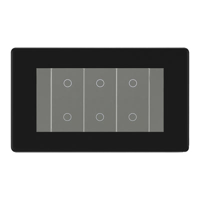 BG Nexus Screwless Matt Black Triple Secondary Touch Dimmer Switch - Grey Insert by British General (BG-EMTDSG+FFBEMR4)
