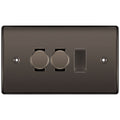 BG Black Nickel 3 Gang Light Switch 2x Trailing Edge LED Dimmer 1x 2 Way Custom Switch