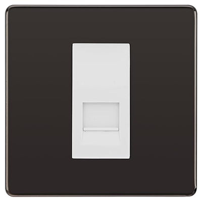 BG Screwless Black Nickel Single IDC Secondary Telephone Socket - White Insert by British General (BG-FBNBTS1W)