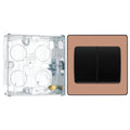 BG Evolve Polished Copper 2G Wide Rocker Light Switch PCDCP42WB with 25mm Steel Back Box