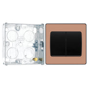BG Evolve Polished Copper 2G Wide Rocker Light Switch PCDCP42WB with 25mm Steel Back Box