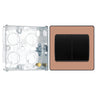 BG Evolve Polished Copper 2G Wide Rocker Light Switch PCDCP42WB with 25mm Steel Back Box