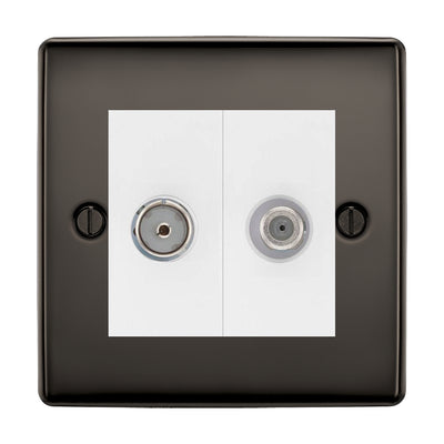 BG Nexus Metal Black Nickel TV & Satellite Socket NBN65W by British General (BG-NBN65W)
