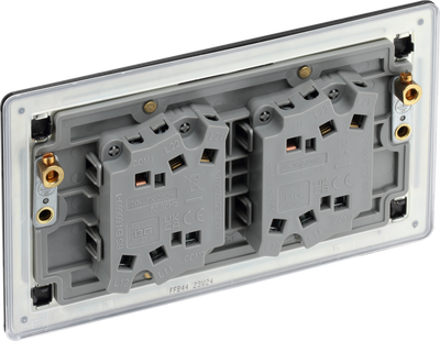 BG Nexus Flatplate Screwless Matt Black Quad Light Switch FFB44 20 Amp by British General (BG-FFB44-1)