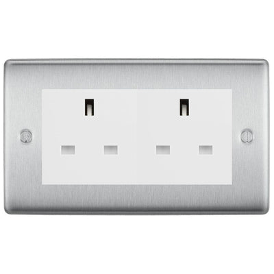 BG Nexus Brushed Steel 4 Gang 13A Unswitched Socket - NBS4GUSSW by British General (BG-NBS4GUSSW)