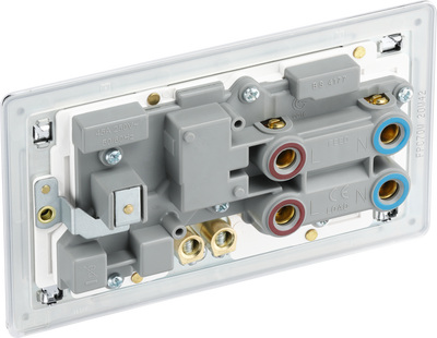 BG FPC70W Nexus Screwless Flat-Plate Switched Socket Cooker Unit Polished Chrome White Insert 45A