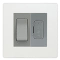 BG Evolve Pearlescent White 2 Way Light Switch & 13A Fused Spur Plate | Grey Insert