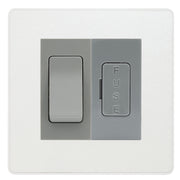BG Evolve Pearlescent White 2 Way Light Switch & 13A Fused Spur Plate | Grey Insert