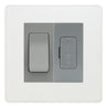 BG Evolve Pearlescent White 2 Way Light Switch & 13A Fused Spur Plate | Grey Insert