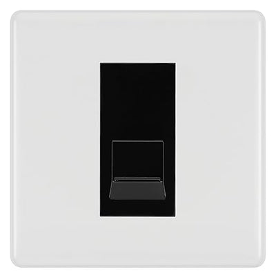 BG White Moulded Single RJ11 Telephone Socket NWMRJ111 - Black Insert by British General (BG-NWMRJ111B)