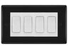 BG Nexus Matt Black 4-Gang Light Switch 1x 2-Way + 3x Intermediate – White Inserts by British General (BG-Nexus-FB-4G-Combo-3x INT-1x 2WAY-WH)