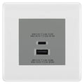 BG Nexus White 45W USB Wall Socket Euro Module USB-A & C - Grey Insert