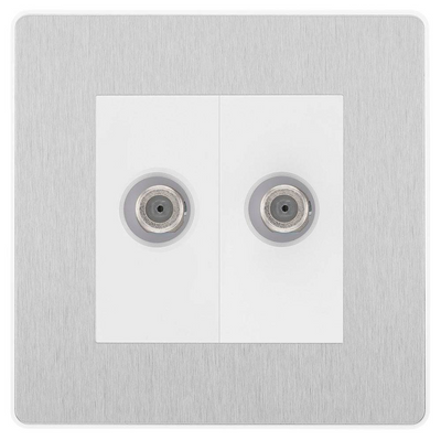 BG Evolve Brushed Steel Double Satellite Socket PCDBS642W