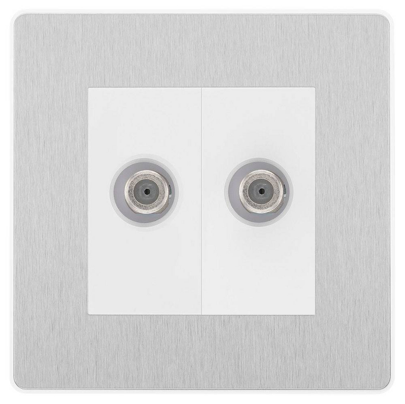 BG Evolve Brushed Steel Double Satellite Socket PCDBS642W