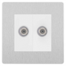 BG Evolve Brushed Steel Double Satellite Socket PCDBS642W by British General (BG-PCDBS642W)