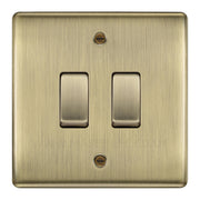 BG Nexus Antique Brass 2 Gang Intermediate Custom Grid Light Switch by British General (BG-NEXUS-AB-2G-CUSTOM-2xINT-SWITCH)