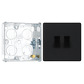 BG Evolve Matt Black 2 Gang 20A 16AX 2 Way Light Switch PCDMB42B with 25mm Steel Back Box