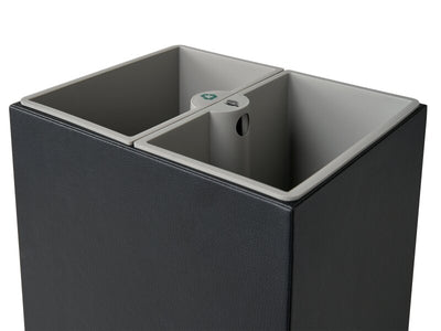 Corby Highland Rectangular Dual Recycling Bin in Black PU Leather with Plastic Inserts