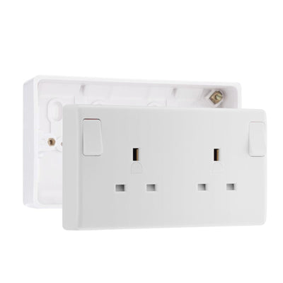 BG Nexus 13A SP Converter Switched Socket White & 32mm Pattress Back Box by British General (BG-822CON+892)