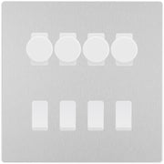 BG Evolve Brushed Steel 8 Gang Switch 4x Trailing Edge LED Dimmer 4x Intermediate Custom Grid Switch by British General (BG-Evolve-BS-8G-CUSTOM-4x-Dimmer-4x-INT)