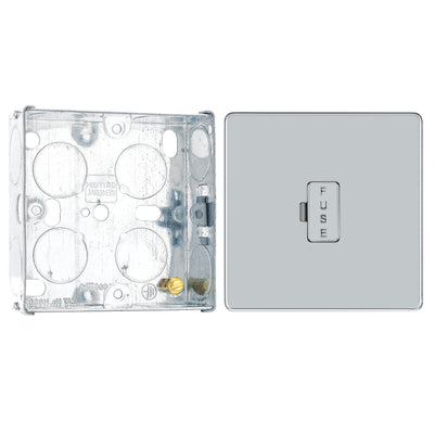 BG Screwless Polished Chrome 13A Unswitched Fused Connection Unit FPC54 with 25mm Back Box by British General (BG-FPC54+HGS02)