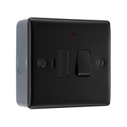 BG Nexus Matt Black 13A Neon Switched Fused Spur Unit & Surface Pattress Back Box by British General (BG-NFB52+MC501-01)