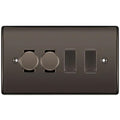 BG Nexus Black Nickel 4 Gang Switch 2x Trailing Edge LED Dimmer 2x Intermediate Custom Grid Switch