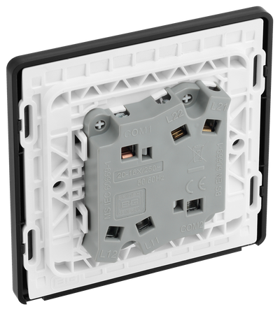 BG PCDDB42B Matt Blue Evolve 2 Gang 20A 16AX 2 Way Light Switch - Black Insert