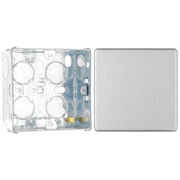 BG Screwless Brushed Steel Single Blank Plate FBS94 with 35mm Steel Back Box