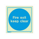 Self-Adhesive Photoluminescent Keep Clear Fire Exit Door Signs - Vinyl 200x200mm