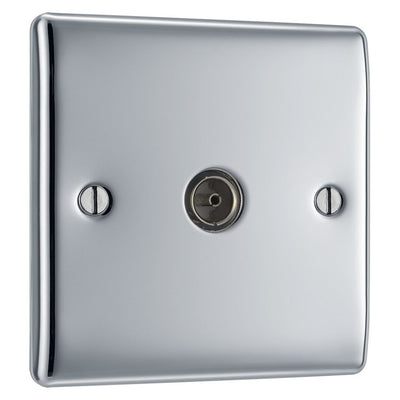 BG Nexus Polished Chrome 1 Gang Co-Axial Socket NPC60 with 35mm Steel Back Box