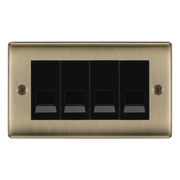 BG Nexus Antique Brass 4 Gang Secondary Telephone Socket, Screw Terminal - Black Insert by British General (BG-NABEMR4+EMBTSSB)