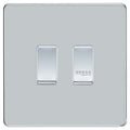 BG Screwless Polished Chrome 2G Grid Switch 20A 2-Way & Retractive Press Module