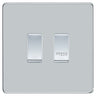 BG Screwless Polished Chrome 2G Grid Switch 20A 2-Way & Retractive Press Module by British General (BG-SCRL-PC-2G-1x2Way-1xPress)