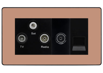 BG Evolve Polished Copper TV/FM/SAT + Return & 1 Gang Tel - Screened Triplex Socket by British General (BG-PCDCP68B)