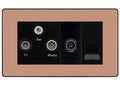 BG Evolve Polished Copper TV/FM/SAT + Return & 1 Gang Tel - Screened Triplex Socket