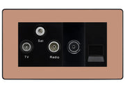 BG Evolve Polished Copper TV/FM/SAT + Return & 1 Gang Tel - Screened Triplex Socket by British General (BG-PCDCP68B)