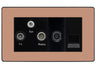 BG Evolve Polished Copper TV/FM/SAT + Return & 1 Gang Tel - Screened Triplex Socket by British General (BG-PCDCP68B)